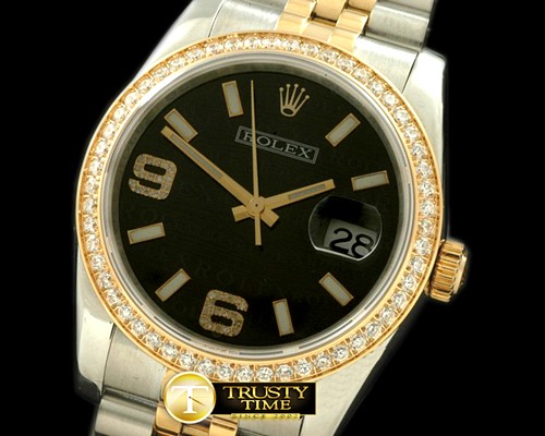 롤렉스 SS/YG TT Black Asian Eta 2836/3135Real Diamond -RDJ0216F