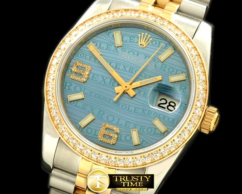 롤렉스 SS/YG TT Blue Asian Eta 2836/3135Real Diamond -RDJ0216I