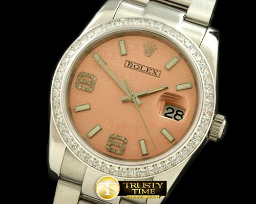 롤렉스 SS/SS OYS Salmon Asian 2836Real Diamond -RDJ0221C
