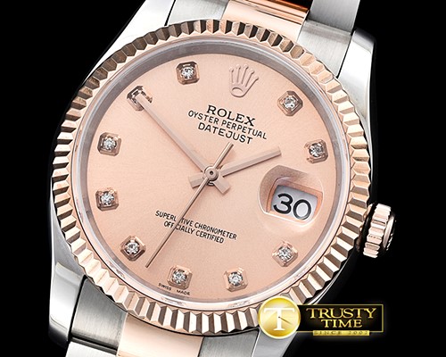 롤렉스 DateJust Men's RG/SS Rose Gold Diams BP Swiss 2836 -RDJ0262A