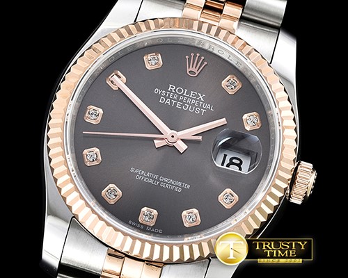 롤렉스 DateJust Jub Flt RG/SS Dark Grey Diam BP A3135 Mod -RDJ0266A