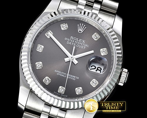 롤렉스 DateJust Jub Flt SS/SS Dark Grey Diam BP A3135 Mod -RDJ0267A
