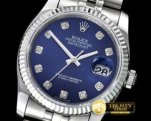 롤렉스 DateJust Jub Flt SS/SS Dark Blue Diam BP A3135 Mod -RDJ0267B