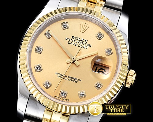 롤렉스 DJ 36mm Oyst Flt YG/SS (Wrap) Gold Diams BP A3135 Mod -RDJ0270B