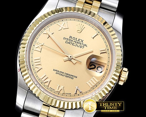 롤렉스 DJ 36mm Jub Flt YG/SS Gold Roman BP A3135 Mod -RDJ0272A