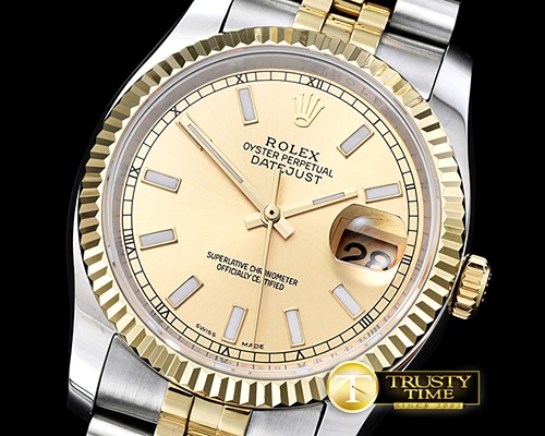 롤렉스 DJ 36mm Jub Flt YG/SS Gold Sticks BP A3135 Mod -RDJ0272C
