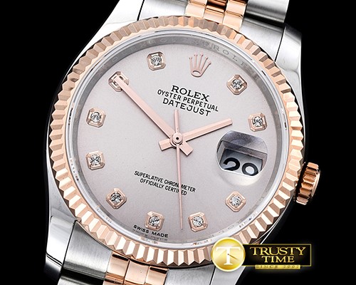 롤렉스 DJ 36mm Jub Flt RG/SS Light Grey Diam BP A3135 Mod -RDJ0273E