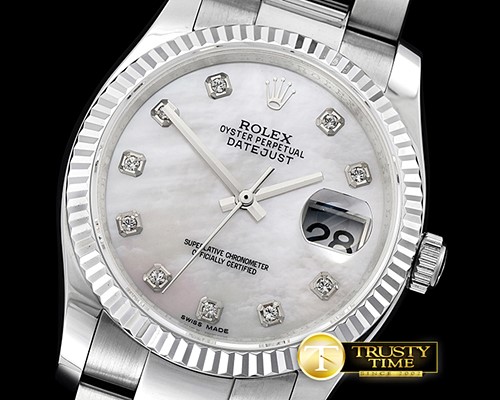 롤렉스 DJ 36mm Oyst Flt SS/SS White MOP Diams BP A3135 Mod -RDJ0279C