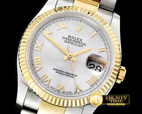 롤렉스 DJ 36mm Oyst Flt YG/SS White MOP Roman BP A3135 Mod -RDJ0279E