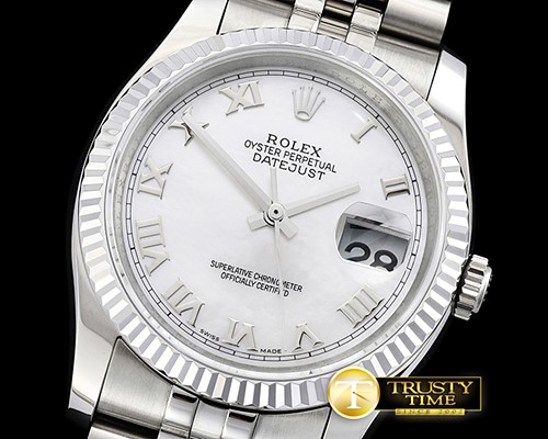 롤렉스 DJ 36mm Jub Flt SS/SS White MOP Roman BP A3135 Mod -RDJ0280F