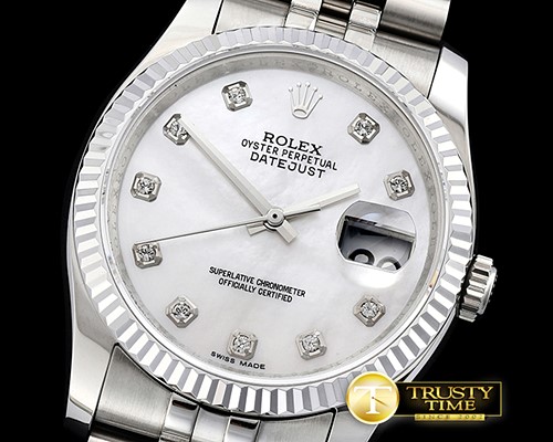 롤렉스 DJ 36mm Jub Flt SS/SS White MOP Diams BP A3135 Mod -RDJ0280H