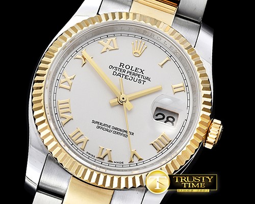 롤렉스 DJ 36mm Oyst Flt YG/SS White Roman BP A3135 Mod -RDJ0283A