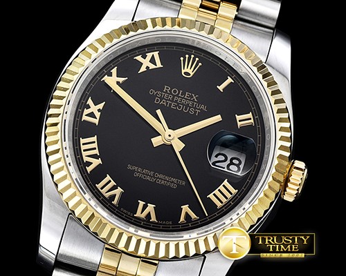 롤렉스 DJ 36mm Jub Flt YG/SS Black Roman BP A3135 Mod -RDJ0284D