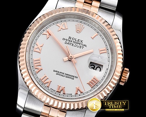 롤렉스 DJ 36mm Jub Flt RG/SS White Roman BP A3135 Mod -RDJ0284E