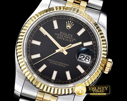 롤렉스 DJ 36mm Jub Flt YG/SS Black Thick Lume BP A3135 Mod -RDJ0295A