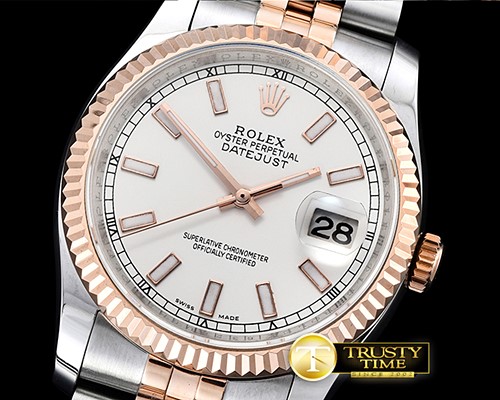 롤렉스 DJ 36mm Jub Flt RG/SS White Thick Lume BP A3135 Mod -RDJ0296A