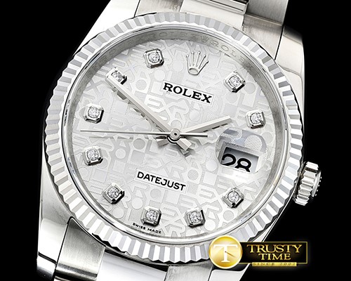 롤렉스 DJ 36mm Oyst Fluted 904L SS/SS Silver Diam DJF A3135 -RDJ0304C