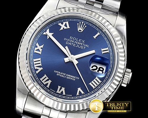 롤렉스 DJ 36mm Jub Fluted SS/SS Blue Roman ARF A3135 -RDJ0305A