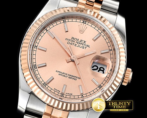 롤렉스 Datejust 36mm Flt RG/SS Rose Gold/Stk ARF Asia SH3135 -RDJ0306A