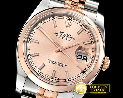 롤렉스 Datejust 36mm Smt RG/SS Rose Gold/Stk ARF Asia SH3135 -RDJ0306B