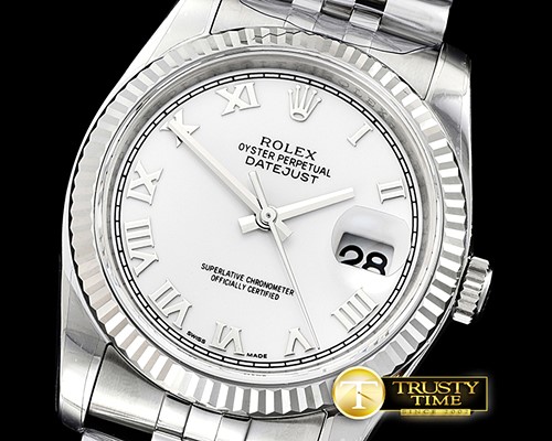 롤렉스 DJ 36mm Jub Fluted SS/SS Wht Roman ARF A3135 -RDJ0307D