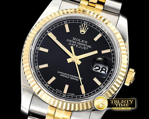 롤렉스 Datejust 36mm Flt YG/SS Blk/Stk Jub ARF Asia SH3135 -RDJ0308A