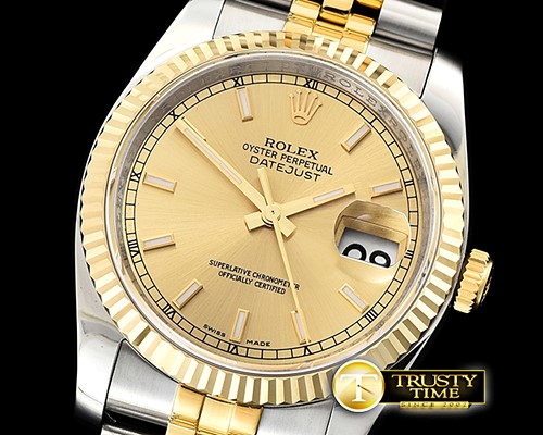 롤렉스 Datejust 36mm Flt YG/SS Gold/Stk Jub ARF Asia SH3135 -RDJ0308C