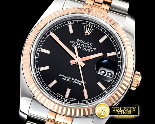 롤렉스 DJ 36mm Jul Flt 904L RG/SS Blk/Stk ARF A3135 Mod -RDJ0318B