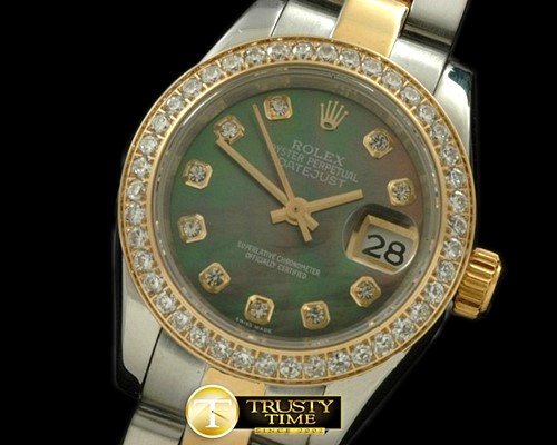 롤렉스 SS/YG Oyster MOP Green Diamond Swiss Eta 26712 -RDJLD0285A