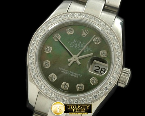롤렉스 SS Oyster MOP Green Diamond Swiss Eta 26712 -RDJLD0288A