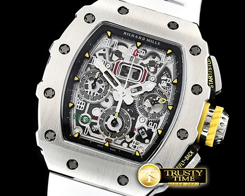 리차드밀 RM01103 Flyback Chronograph SS/RU (Wht) KVF A7750 Mod -RM0163C
