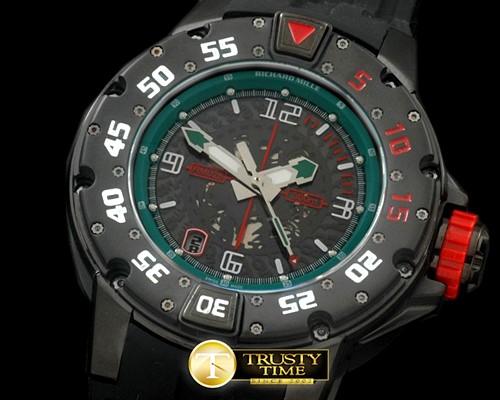 리차드밀 PVD Black/RU Black/Green Asian 7751 Decorated -RM075B