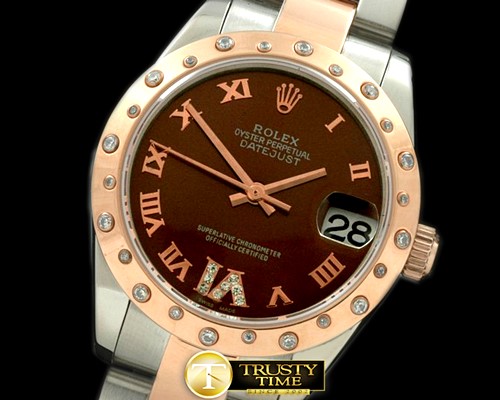 롤렉스 SS/RG Oyster Brown Roman Swiss Eta 28362 -RMDJ0246