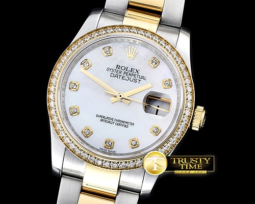 롤렉스 DateJust Midsize 31mm YG/SS Wht MOP Diam BP Asia 2836 -RMDJ207C