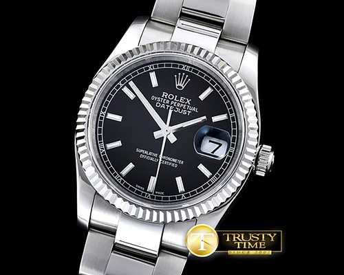 롤렉스 DateJust Midsize 31mm SS/SS Black Sticks BP Asia 2836 -RMDJ207D