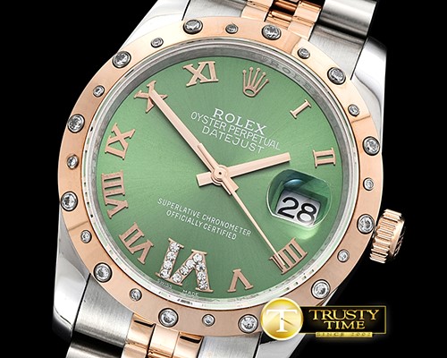 롤렉스 DJ Midsize 31mm Diam Bez RG/SS Green Diam BP A2836 -RMDJ208G