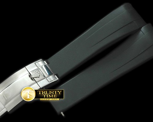 롤렉스 Black Rubber Strap 20/18 with Insignia Clasp -ROLACC007