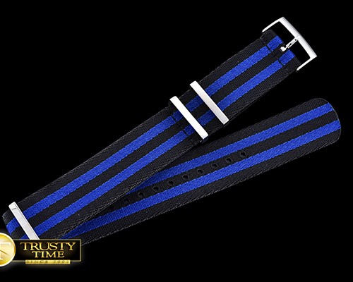 롤렉스 Black/Blue 22mm Top Quality Nylon Strap -ROLACC024B
