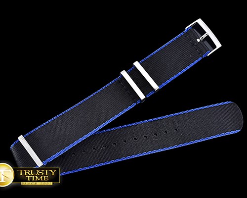 롤렉스 Black/Blue 22mm Top Quality Nylon Strap -ROLACC024G