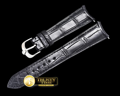 롤렉스 Real Croc Black Leather Strap for Cellini Time -ROLACC027A