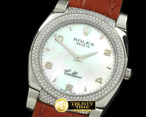 롤렉스 Ladies Cellini SS/LE/Diam MOP White Num Swiss Quart -ROLCEL040G