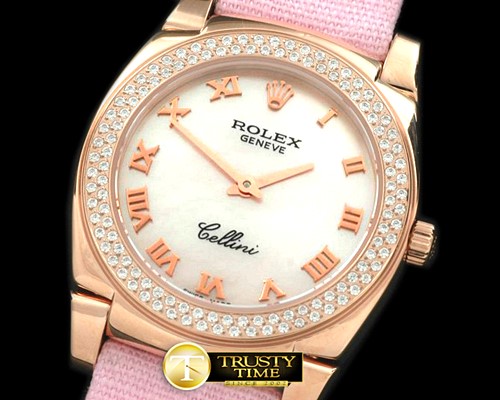 롤렉스 Ladies Cellini RG/LE/Diam White Swiss Qtz -ROLCEL043B