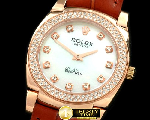 롤렉스 Ladies Cellini RG/LE/Diam White Diam Swiss Qtz -ROLCEL044A