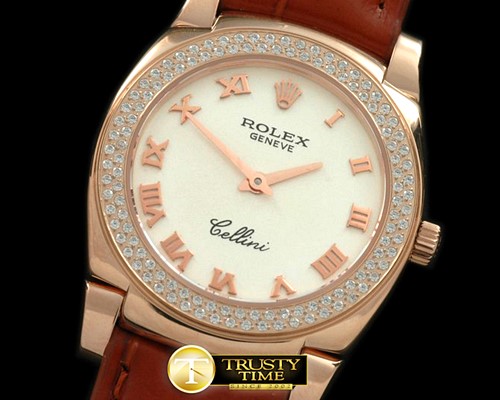 롤렉스 Ladies Cellini RG/LE/Diam Silver Swiss Qtz -ROLCEL044I