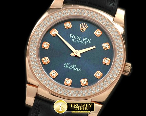 롤렉스 Ladies Cellini RG/LE/Diam Blue Diam Swiss Qtz -ROLCEL045C