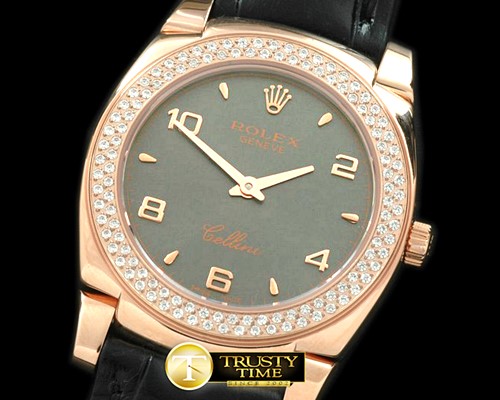 롤렉스 Ladies Cellini RG/LE/Diam Grey Num Swiss Qtz -ROLCEL045D
