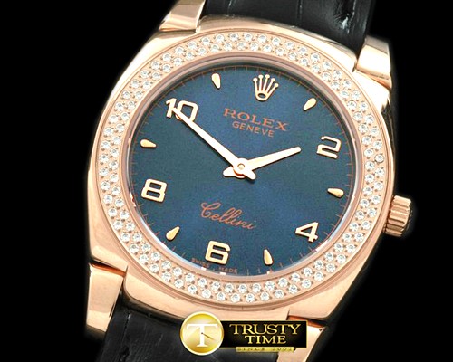 롤렉스 Ladies Cellini RG/LE/Diam Black Num Swiss Qtz -ROLCEL045G