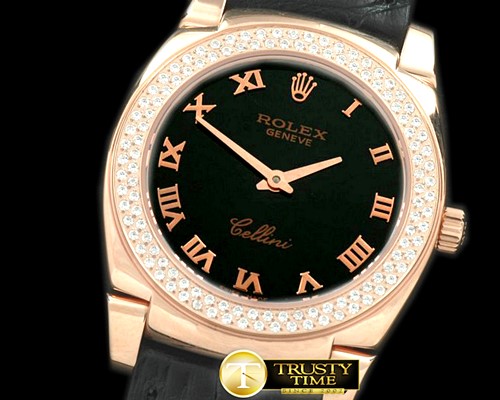 롤렉스 Ladies Cellini RG/LE/Diam Black Swiss Qtz -ROLCEL045I