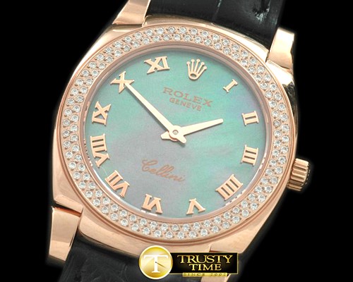 롤렉스 Ladies Cellini RG/LE/Diam MOP Green Swiss Qtz -ROLCEL045K