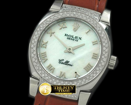 롤렉스 Ladies Mini Cellini SS/LE MOP White Roman Swiss Qtz -ROLCEL047B